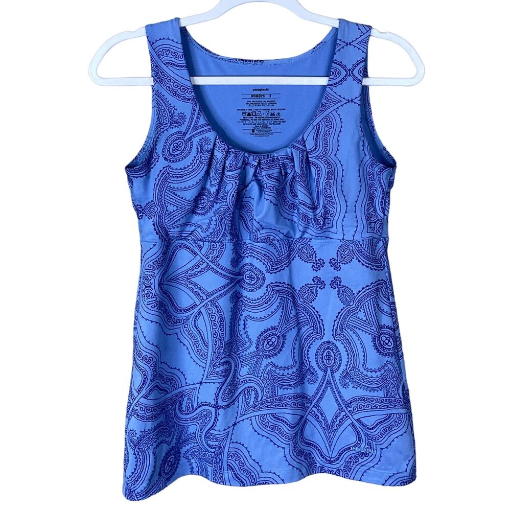 Patagonia Bandha Tank Top Raja Railroad Blue Paisley Size Small